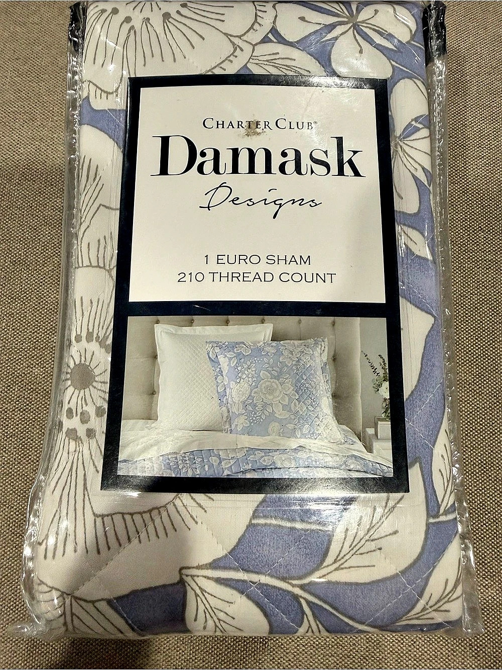 Charter Club Damask Designs Floral Euro Sham Blue & White